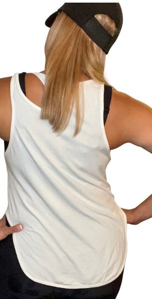 Shoulder Cut-Off Tank Top (White)
