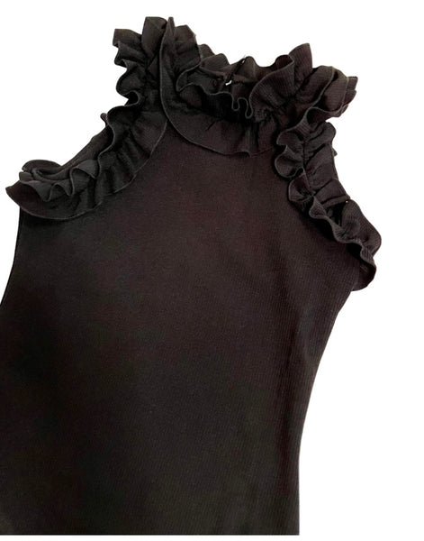Black Ruffle Sleeves Bodysuit