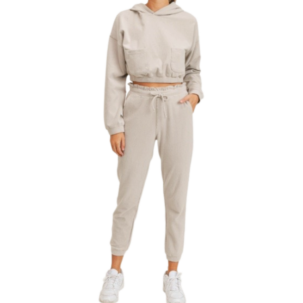 Cropped hoodie and discount joggers